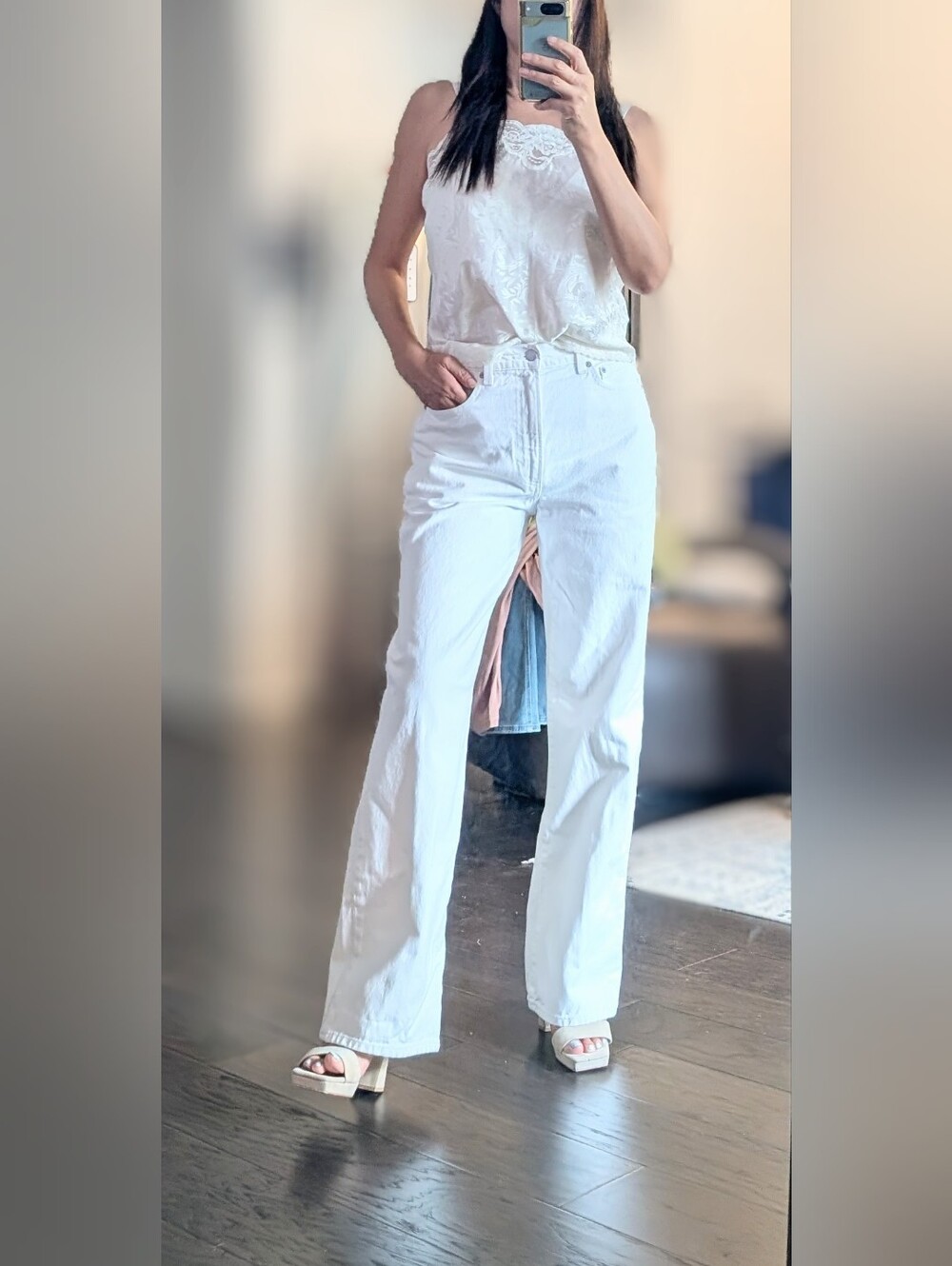 Aritzia Denim Forum White  High Rise Wide Leg Women's Jeans